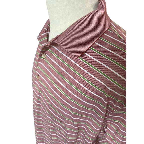 Peter Millar Men's Striped Polo Shirt Size L Preppy Smart Casual Classic Golf - Picture 2 of 7